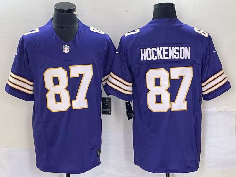 Men Minnesota Vikings 87 Hockenson Purple Nike Throwback Player Game NFL Jersey